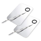 2 Pcs Makeup Mixing Palette, Upgrad Stainless Steel Metal Foundation Palette with Spatula Artist Tool for Mixing Foundation Nail-Art 5.9x3.9 in