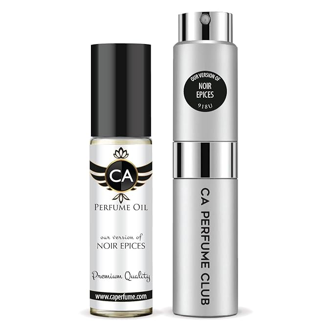 CA Perfume Duo Impression of Noir Epices For Women And Men Perfume Layering Set Long Lasting Travel Size EDP + Body Oil Roll-On Bottle 0.27 Fl Oz+0.33 Fl Oz