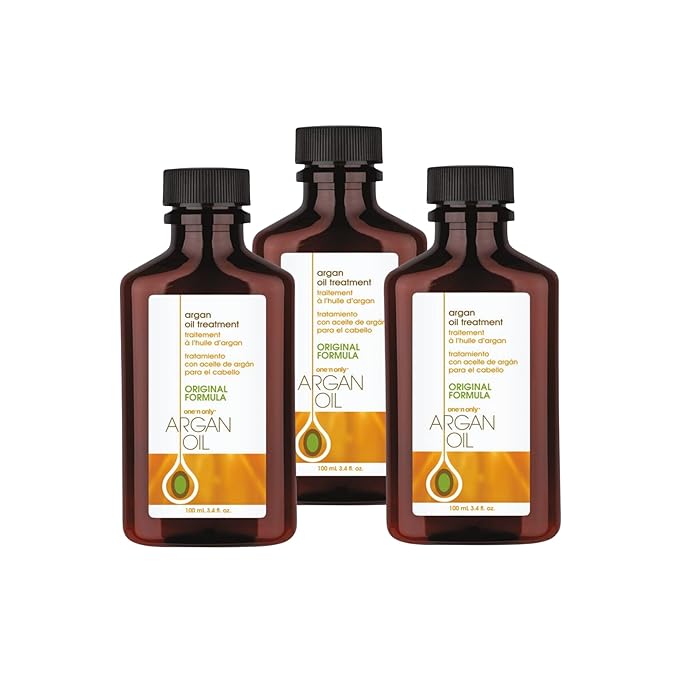One 'n Only Argan Oil Hair Treatment - Lightweight & Hydrating Hair Oil for Natural, Wigs & Extensions - Shine Enhancing, Heat Protectant & Frizz Control (3.4 oz, 3pk)