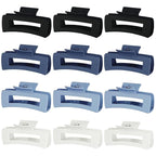 Hair Clip, 4.1 Inch Large Square Hair Claws Clips 12 Pcs for Thick Hair - Blue, for Women and Girls