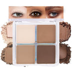 Powder Eyeshadow Quad, Beige Nude Taupe Brown Matte Eye Shadow Palette Makeup, Neutral Vegan Shimmer Quads Eye Shadow Palette for Older Women Pigmented Waterproof, paleta de sombras de ojos, 15