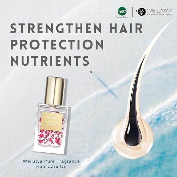 Weilaiya Damask Rose Essence Pure Fragrance Hair Care Oil – 1.41 fl oz – Nourishing Oil for Dry, Damaged, Frizzy Hair – Natural Moisturizing & Smoothing Treatment for All Hair Types