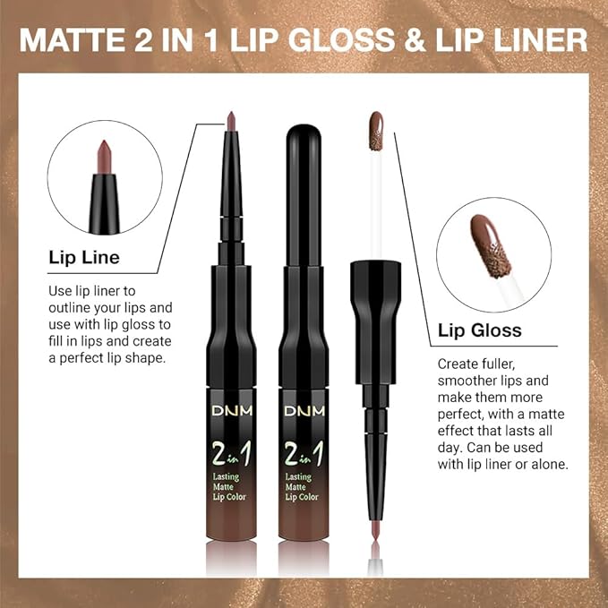 1Pcs 2 in 1 True Nude Matte Lip Liner and Liquid Lipstick Stain Makeup Set for women, True Nude Long Lasting Smudge Proof Lip Tint Matte Finish Lip Gloss for All-Day Color Hold Easy to Use 62#