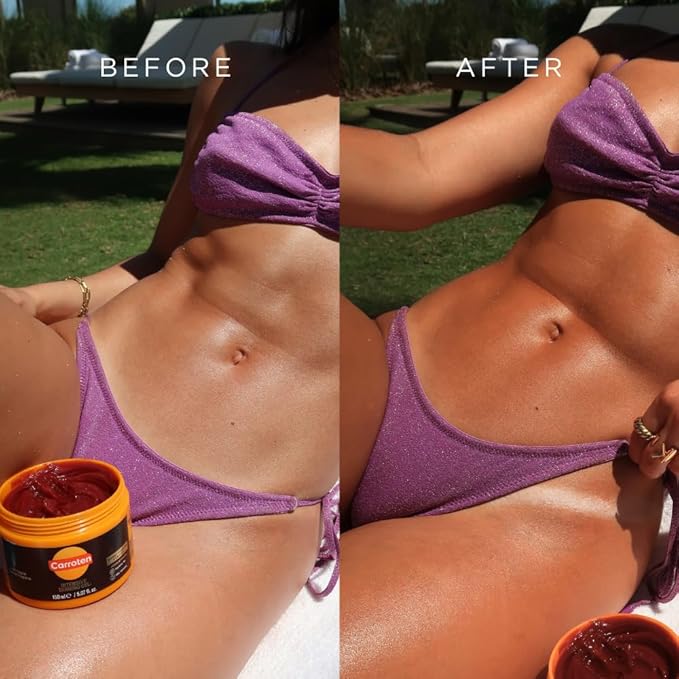 Carroten Intensive Tanning Gel | Browning Indoor/Outdoor Tan Accelerator | Non-Greasy, Water-Resistant with Carrot & Coconut Oil | Vitamin A & E For Moisture & Hydration | 5 Fl Oz + Spatula