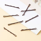 200 Pcs 1.38 Inch Wave-Shaped Bobby Pins Brown Metal Hair Pins Hair Accessories for Women Stylists Hair Sticks Girl