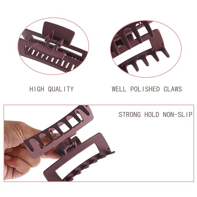 12Pack Colorful Trendy Square Hair Clips, Big and Small Neutral Rectangle Claw Clips, Non-slip Matte Large Hair Clips for Women, Hair Clasps Accessories Red Green Yellow