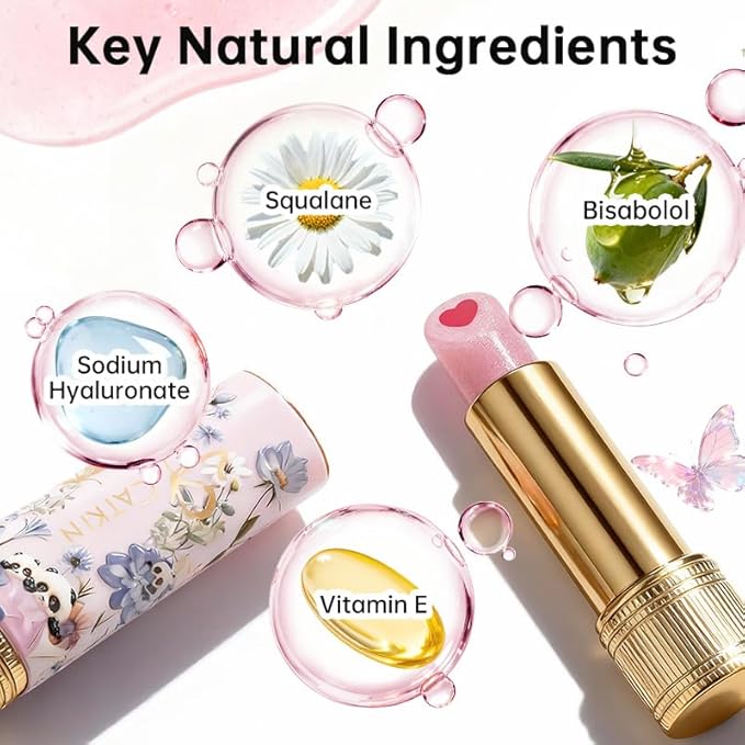 Tinted Lip Balm with Colorful Serum Core, CATKIN Cute 2-in-1 Pink Lip Balm Gloss, Moisturizing with Jojoba Oil Hyaluronic acid, Citrus Tea Flavor, Trendy Lip Care for Women & Girls - C02 Pink