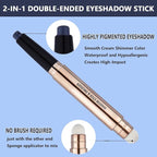 Eyeshadow Stick Makeup, Highlighter Matte Cream Eye Shadow Pencil, Waterproof Hypoallergenic Long Lasting Crayon, Glitter Primer Palette Shimmer Eyeliner Pen wiht Soft Brush, Black
