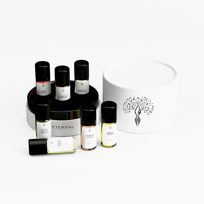 Eternal perfume Oils Travel Size Mini Mist Gift Set 7 Piece Collection perfumes for women unisex Long Lasting perfume sets for womens 7 x 3 ml/0.17 FL Oz Gift Set for Women