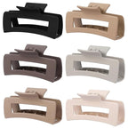 4 Inch Big Hair Claw Clips 6 Pcs Large Claw for Thick Hair Square Hair Clips for Women Rectangle Hair Clips Nonslip Acrylic Banana Jaw Clips Hair Accessories for Girls (Regular)