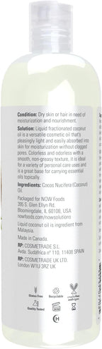 NOW Solutions, Liquid Coconut Oil, Light and Nourishing, Promotes Healthy-Looking Skin and Hair, 16-Ounce (Pack of 2)