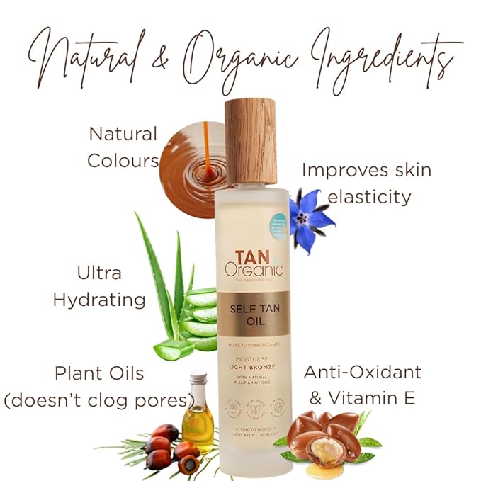 TanOrganic Self Tanning Oil Fake Tan Certified Organic Natural Vegan 100ml