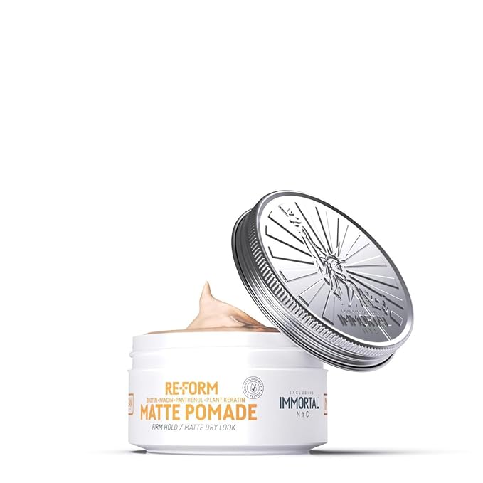 Immortal NYC Re-Form Original Pomade – Medium Shine & Strong Hold - Men's Water-Based Hair Balm - Vegan Styling Cream with Biotin, Keratin & Panthenol for All Hair Types (150 mL, Reform Matte)