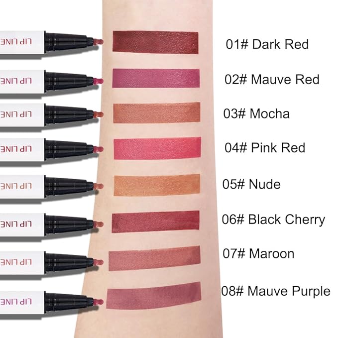 evpct Longwear Liquid Lip Liner Stain Marker Pen Long Lasting Waterproof, Nude Brown Matte Semi Permanent 24 Hour Lip Liner and Lipstick Combo, Korean Color Stay Lipliner All Day, Lips Stain peel off