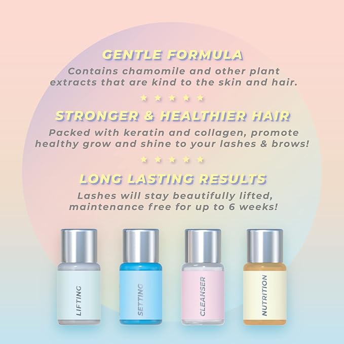 Keratin Lash Lift Kit | Eyelash Perm Kit | Semi-Permanent LVL Curling & Lifting Eyelashes | Lasts Up to 6 Weeks | Includes All Tools | Home & Salon Use | Vegan Eyelash Lift Kit | Miya Lash