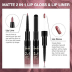 Kaely 2-in-1 Matte Lipstick and Lip Liner, Liquid Lip Stain Makeup for women Long Lasting Waterproof Smudge Proof, labiales matte mate larga duracion listip 24 hours originales, 34 Mauve