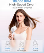 High-Speed Travel Hair Dryer with Smart Temperature Control & 600 Million Negative Ions – 0.64lb Lightweight Blow Dryer, Ideal for Fast Drying, Christmas Gift for Kids, Adults and Seniors