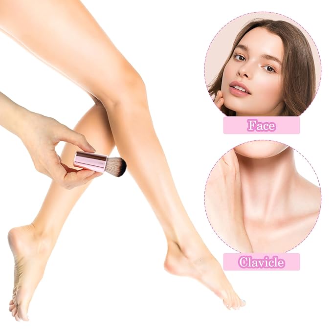 Soft Body Makeup Brush Portable Self Tanning Brush Self Tanner Face & Body Makeup (Pink Rose Gold)