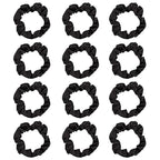 12Pcs Satin Hair Scrunchies, Black Scrunchies Hair Ties Elastic Hair Bands Ponytail Holder Hair Accessories Stocking Stuffers Gifts for Women Girls