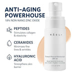 NAELI Anti Aging Tinted Moisturizer SPF 50, Mineral Sunscreen for Face with Zinc Oxide, Peptides & Ceramides, Natural Hydrating Light Tint - 1.4 oz