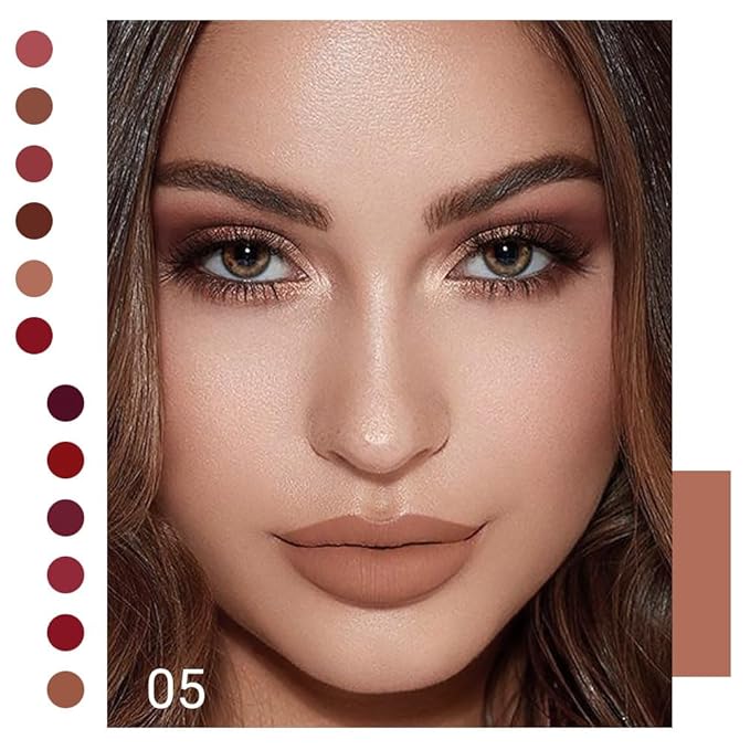 evpct 1Pcs Light Nude Brown Matte Liquid Lipstick Lip Gloss Glossy Set for Black Women 24 Hour Silky Velvet Lipstick labiales matte larga duracion mate 24 horas originales 05#