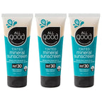 All Good Tinted Mineral Sport Sunscreen Lotion for Face & Body - UVA/UVB Broad Spectrum, SPF 30, Coral Reef Friendly, Water Resistant, Coconut Oil, Jojoba Oil, Shea Butter, Aloe (3 oz)(3-Pack)