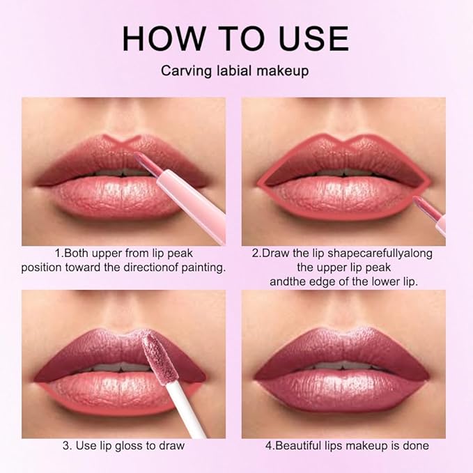 Kaely 2-in-1 Mauve Metallic Lipstick and Lip Liner Makeup, Shimmer Liquid Metallic Lipsticks for Women, Glitter Lip Gloss Stain Long Lasting Waterproof Smudge Proof 24 Hour, Vegan & Cruelty-Free, 16