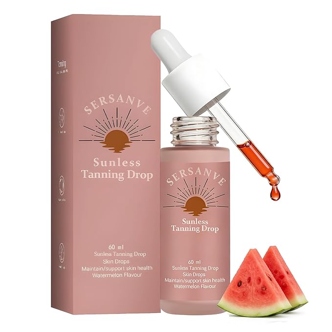 Tanning Drops to Drink | Oral Sunless Tanning Drops for Natural Sun-Kissed Glow | Vegan, Watermelon Flavor for Face & Body | Supports Healthy Skin Radiance for All Skin Types | 1.69 Fl Oz (M-1Pack)