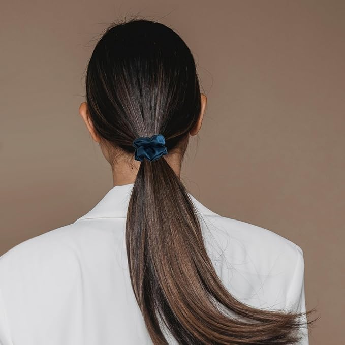 Silk Scrunchies Large (Peacock+Cerulean+Light Blue)