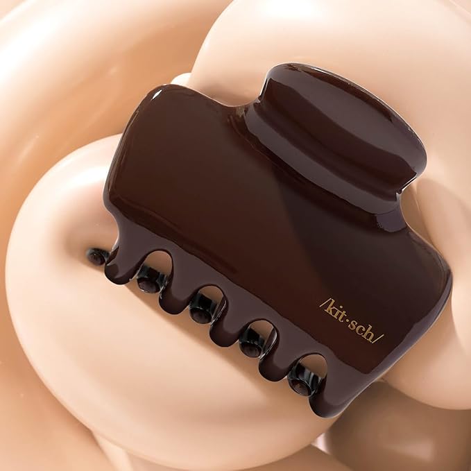 Kitsch Plastic Puffy Claw Clip for Women - 3.15 Inches Claw Clips for Full or Half Ponytail, Secure Hold for Thick Hair, Stylish Hair Accessories | Ideal Gifts for Women - Chocolate, 1pc