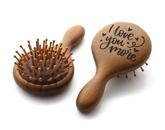 TOBOHU Engraved Wooden Hairbrush, I Love You More Gift for Wife Christmas, Birthday Valentine Gift for Her, Women Unique Holiday Gift