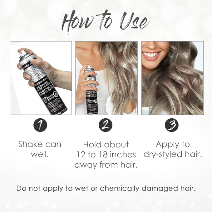 Jerome Russell Temporary Hair and Body Glitter Color Spray, Travel Spray, Lightweight, Adds Sparkly Shimmery Glow, Perfect to use On Hair, Skin, or Clothing, 2.2 oz - Multi-Color x 3 Pack