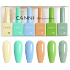 CANNI 6Pcs 9ml Pastel Gel Nail Polish Set- Yellow Green Blue Gel Polish Kit Candy Colors DIY at Home Salon Christmas New Year's Gifts for Girls