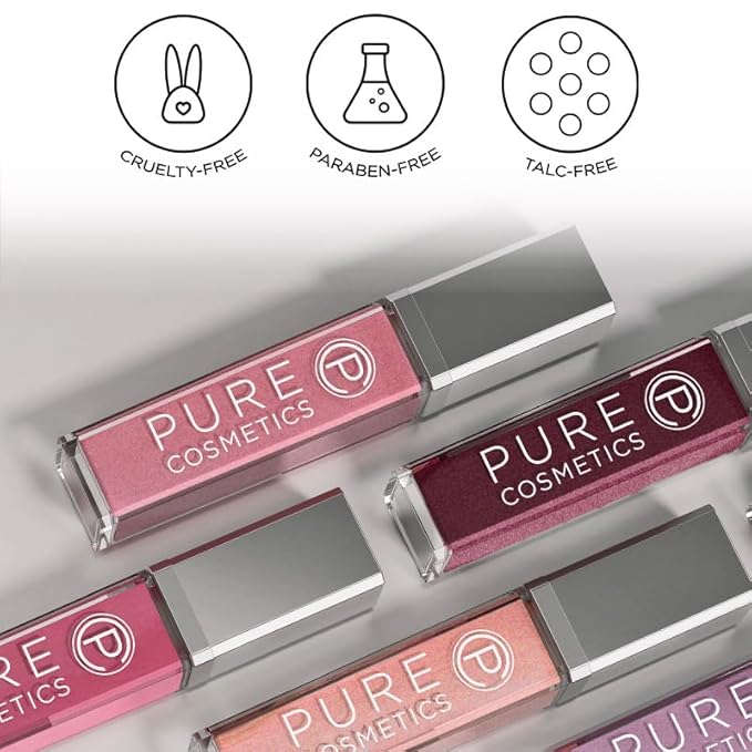 Pure Illumination Light-Up Lip Gloss with LED-Lit Applicator Brush + Side Mirror, Non-Sticky, Moisturizing Hydrating Lip Glosses with Lanolin, Jojoba Oil, & Vitamin E, Pouty Pink