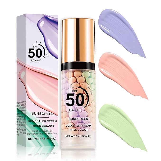 3 In 1 Primer for Face Before Makeup, Sunscreen Isolation Cream, SPF 50, One Step Color Corrector Face Primer, Moisturizing, Waterproof and Oil Control Makeup Primer