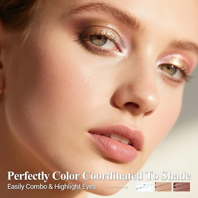 Brown Eyeshadow Stick Makeup Set 6PCS, Neutral Shimmer And Matte Cream Eye Shadow Palette, Metallic Bronze Smoky Eyeliner Brightener Crayon Pencil Kit, Ideal Gift for Women -Dusk Bloom