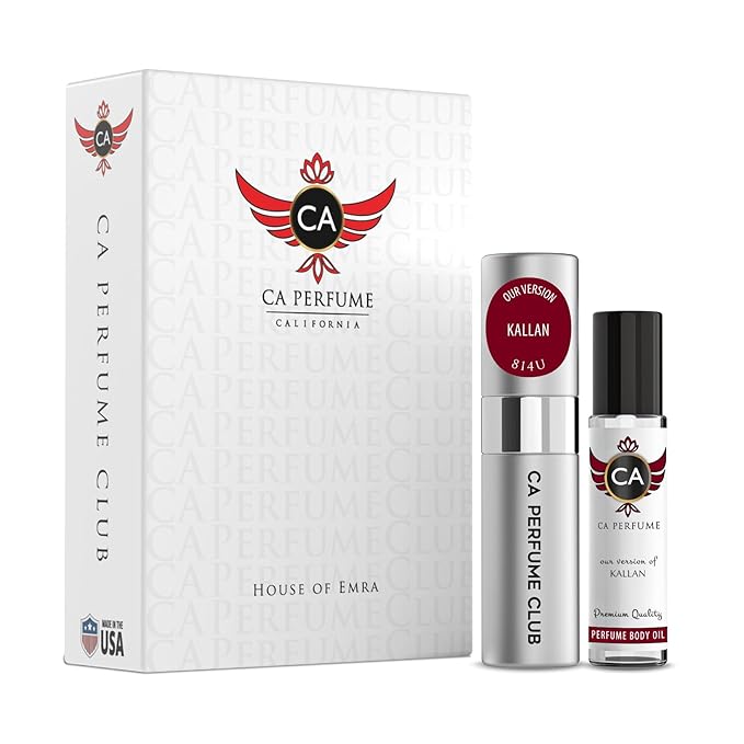 CA Perfume Duo Impression of Kallan For Women And Men Perfume Layering Set Long Lasting Travel Size EDP + Body Oil Roll-On Bottle 0.27 Fl Oz+0.33 Fl Oz