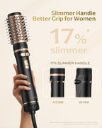 Rotating Hair Dryer Brush, Blow Dryer Brush with 2 Brushes (1.5" & 2") and Concentrator, Fast Drying, Straightening & Volumizing, Gold