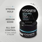 Hair Wax for Men, Premium Aqua Hair Styling Wax with Strong Hold & High Shine Finish, Water-Based, Easy Wash Out, 3.52 oz