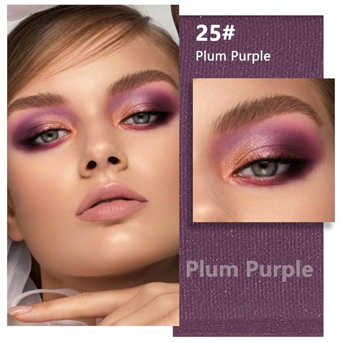 evpct Plum Purple Matte Single Eye Shadow Palette Makeup for Older Women, Plum Purple Natural Pressed Cream Eyeshadow Palette for Green Eyes, High Pigment Mini Monochrome Eyeshadow