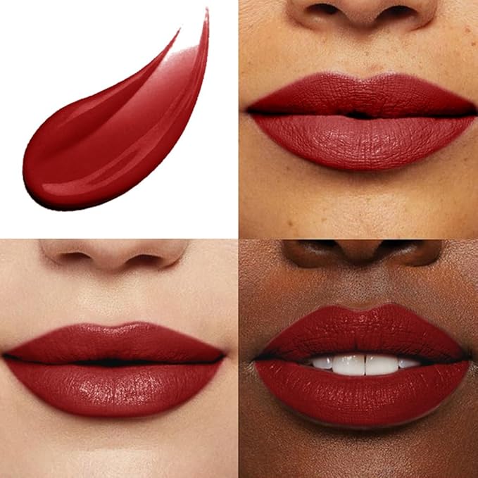 evpct 1Pcs Dark Red Matte Liquid Lipstick Lip Stain Sets for Women, Skull Face Deep Red Matte+Lipstick Long Lasting Permanent 24 hr Hours Magic Lipstick 24 Hours original Waterproof, 15#