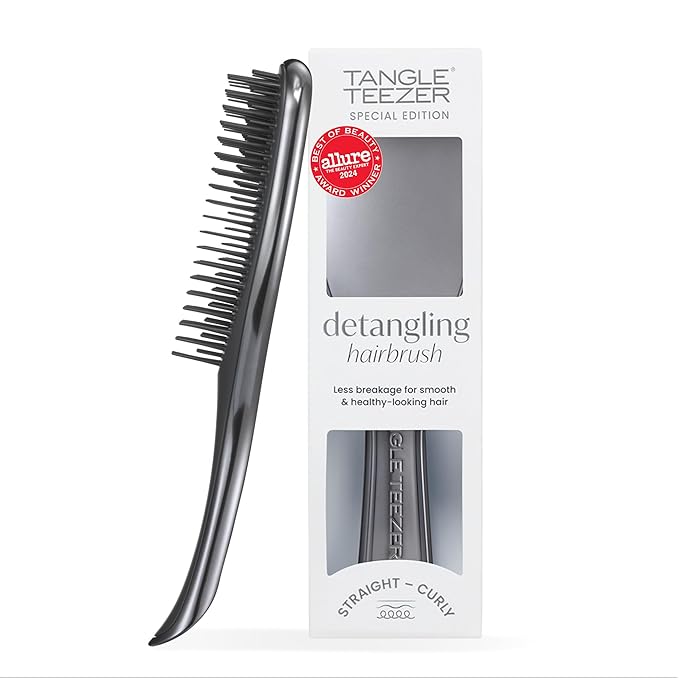 Tangle Teezer Chrome Ultimate Detangler Brush for Wet & Dry Hair, Eliminates Knots & Reduces Breakage for Straight to Curly Hair Types, Midnight Silver