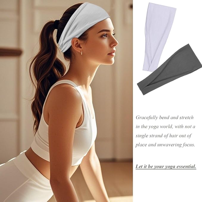 Headbands For Women Headband Elastic Soft Head Bands For Women's Hair Accessories Womens Fashion Yoga Fabric Hair Band Black White Gray 6 Pcs