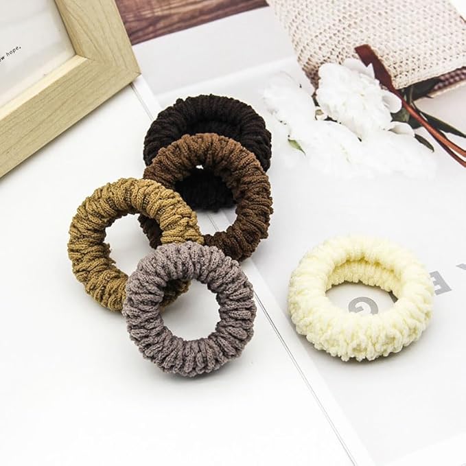 Cotton Seamless Hair Ties Bands，Headrope，Ponytail Holders ， Thick Hair Elastics for Thick Heavy and Curly Hair (10pcs)