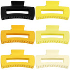 4 Inch Big Hair Claw Clips 6 Pcs Large Claw for Thick Hair Square Hair Clips for Women Rectangle Hair Clips Nonslip Acrylic Banana Jaw Clips Hair Accessories for Girls (Yellow)