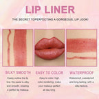 evpct 1Pcs Rose Gold Metallic Lip Liner and Lipstick Set Kit for Women Lips Kit with Lip Liner Lip Stains Long Lasting Waterproof 24 Hour Lipstick and Lip Liners Combo Lipliners Pencil Set 07#