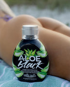 Tanning Paradise Aloe Black Lotion – Anti-Aging Matte Black Bronzer, Anti-Orange, Tattoo & Color Fade Protection, Deep Hydration, Matte Blackest Bronzer, Aloe Vera 13.5 oz