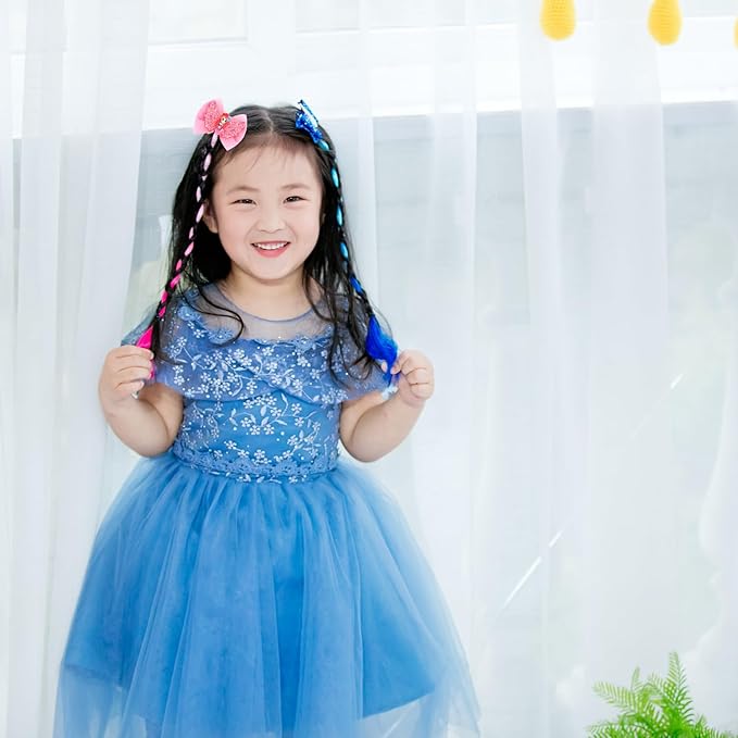 6-Colors Hair Bows Clips Hair Accessories For Girls Bows For Girls Braided Curly Gradient Color Wig