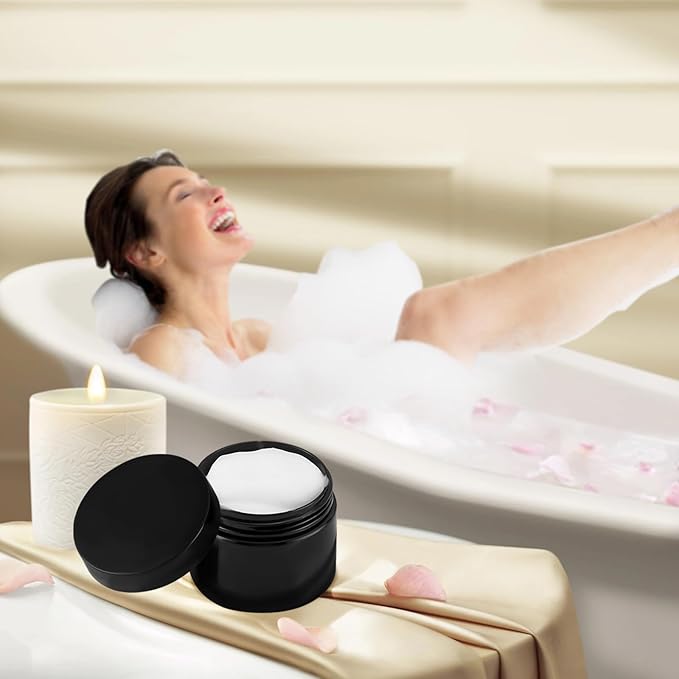 24 Pack 8 Oz Plastic Containers with black Lids, Empty BPA Free and Refillable Cosmetic Jars Travel Containers for Creams, Lotion, Bath Salts, Sugar Scrub, Slime, Lip Scrub, Makeup