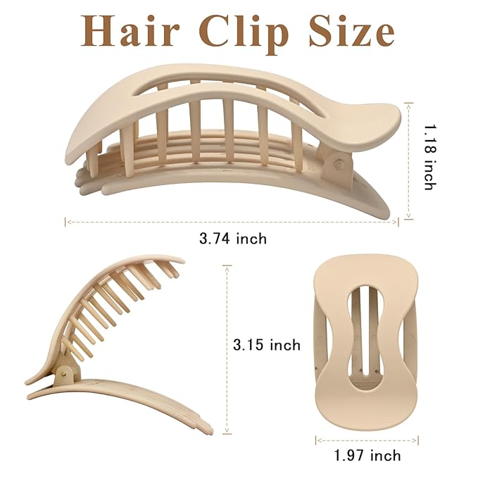 Flat Hair Clips for Women,French Lay Flat Claw Clips,Matte Strong Hold Side Hair Clip Thick & Thin Hair No-Slip Duck Billed Jaw Claw Clip 4 Pcs